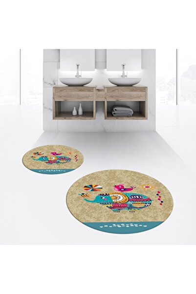 Hey Home طقم مقعد مرحاض دائري مزدوج مطبوع رقميًا وغير قابل للانزلاق وقابل للغ...