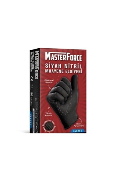 MasterForce Siyah Nitril Eldiven Xl Balık Sırtı Desenli