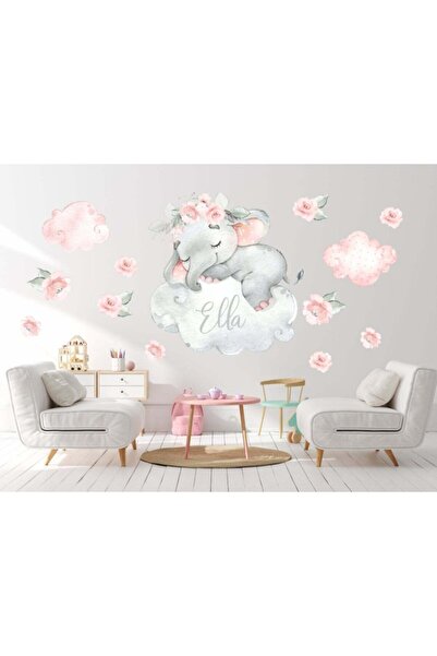 Kt Grup Uyuyan Yavru Fil Kişiselleştirilebilir Sulu Boya Xl Duvar Sticker Seti