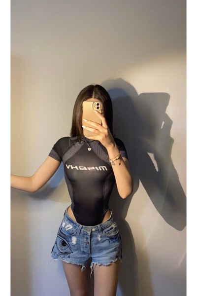 Violon Mısbhv Harajuku Tech Model Gri Çıtçıtlı Bodysuit Body