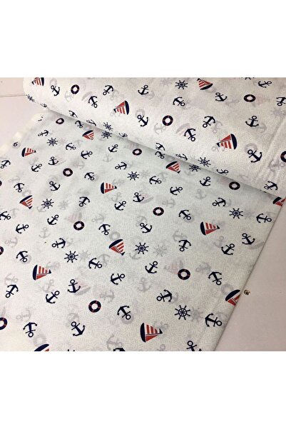 Bebek Özel قماش قطني بطول متر واحد بنمط بحار مطرز بعرض 240 سم (100×240 سم)