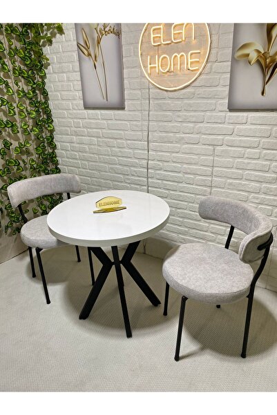 ELEN HOME Mutfak Masası Takımı, Yuvarlak Masa Sandalye 2 Kişilik Yuvarlak Mas...