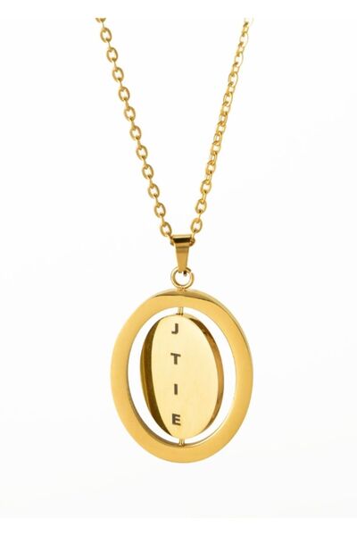 Albedo Jewelry Çelik Oval Je Taime Dönen Kolye
