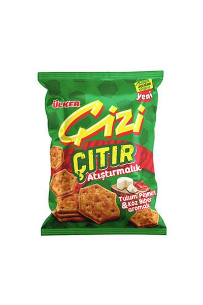 Ülker Çizi Crispy Jumpsuit Cheese & Ember Pepper Flavored Crackers 40g (10 Pieces)