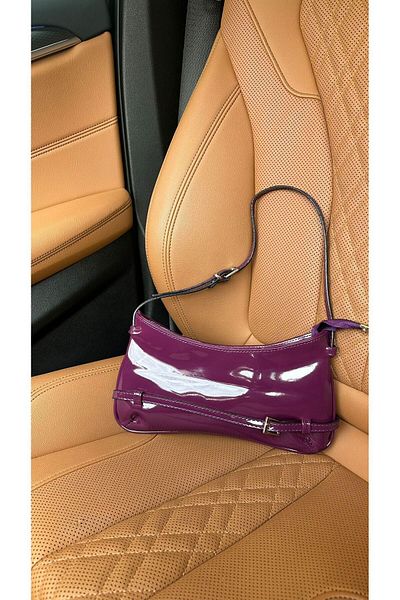 Çantacımstore Purple Jacqs Patent Leather Women's Baguette Bag