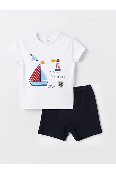 LC Waikiki Baby Boy Pajamas Set with Shorts - Crew Neck, Short Sleeve, Printed, LCW ECO / S4FM98Z1 from GSM storE