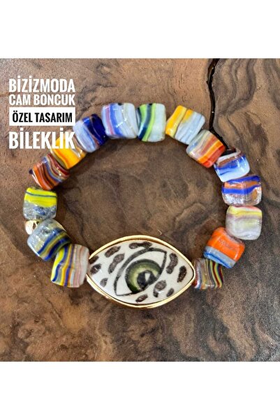 bizizmoda Ceramic Glass Bead Bracelet - Eye and Handmade