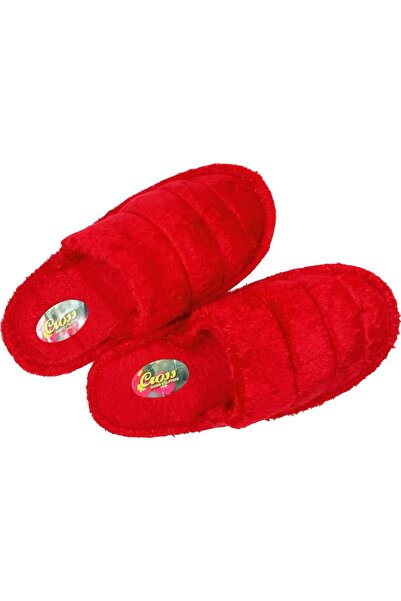 Cross Kadın Kırmızı Peluş Kaymaz Taban Ev Terliği