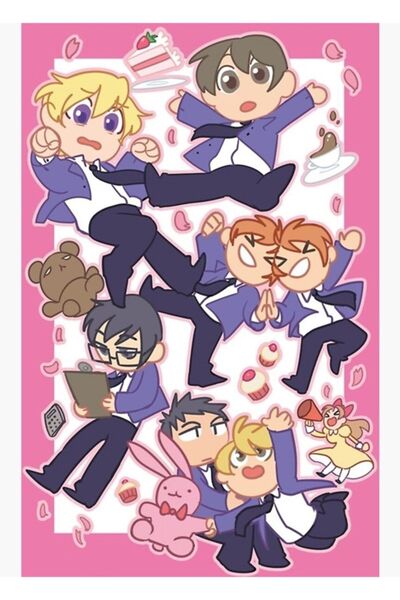 Jeronkarji Ouran Lisesi Ev Sahibi Kulüp Doodles'ı Tablo Ahşap Poster Dekoratif