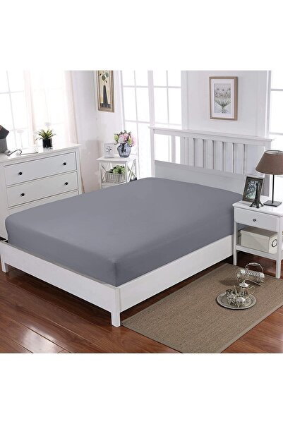 Sisthree Cearşaf de pat pieptănat elastic 100% bumbac 180 x 200 King Size