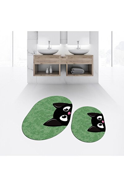 Hey Home قاعدة مطبوعة رقمية غير قابلة للانزلاق قابلة للغسل بيضاوية مزدوجة للح...