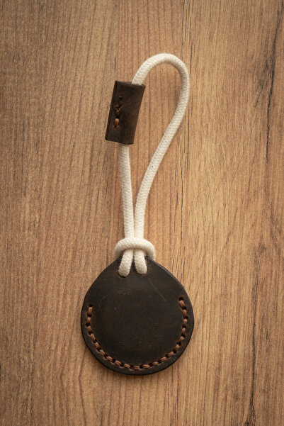 minimal X design Airtag Deri Kılıfı V2 Kestane Uyumlu  Anahtarlık Askı - Gerç...