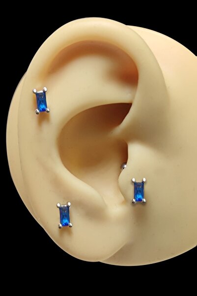 Salyangoz Company Cerrahi Çelik Mavi Baget Taşlı Model Tragus,kıkırdak,helix ...