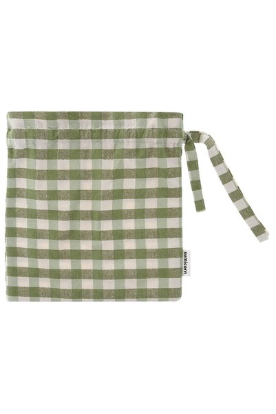 Sumicorn Design Green Gingham Eco-Friendly Cloth Linen Drawstring Organizer Pouch Gift Pouch Makeup Bag