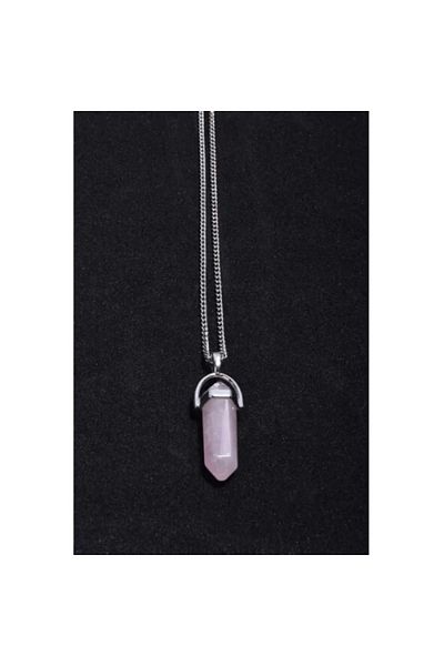 Yenigeldi Pink Quartz Natural Stone Pendulum Necklace
