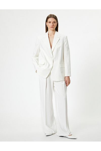 Koton Linen Blended Oversize Blazer Jacket