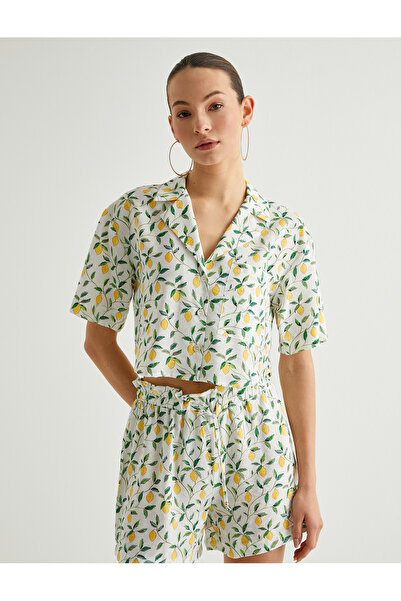 Koton X Koton - Meyve Desenli Cep Detaylı Crop Gömlek