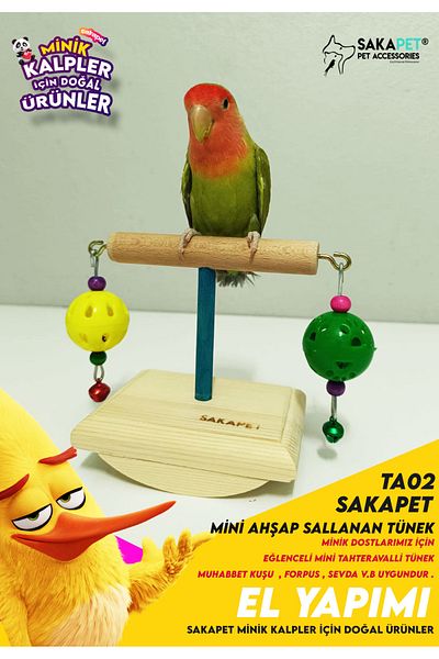 SAKAPET Natural Wooden Swinging Perch - for Birds Ta02