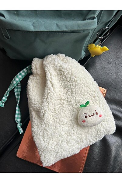 Sumicorn Design Sevimli Peluş Pötikareli Astarlı Büzgülü Ipli Düzenleyici Kese Makyaj Çantası Bez Poşet