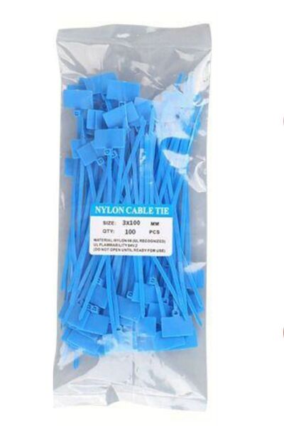usin 100 Adet Mavi Etiketli Elektrik Kablosu Kablo Bağı Klips Plastik Kelepçe...