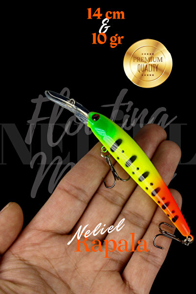 NELİEL 14cm 10gr Floating Minnow, Titreşimli 2m Dalarlı Bilyeli Pro Rapala, L...