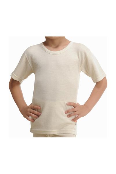 Hasyün 75% Wool 25% Acrylic Kids Undershirt - Short Sleeve