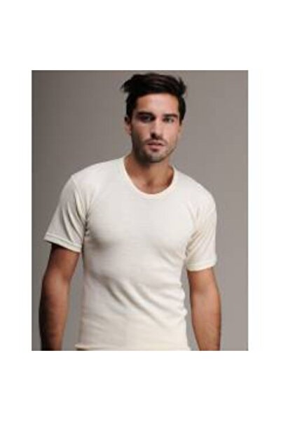 Hasyün Ανδρικά κοντομάνικα κρεμ μάλλινα εσώρουχα