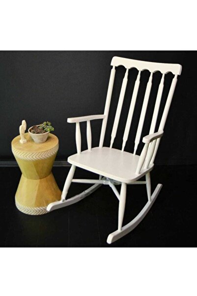 Masifart Travel Sallanır Sandalye Koltuk Beyaz Patine Eskitme