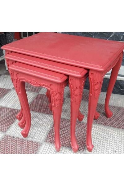 Masifart Kisber Manolya Zigon Sehpa Kırmızı Eskitme