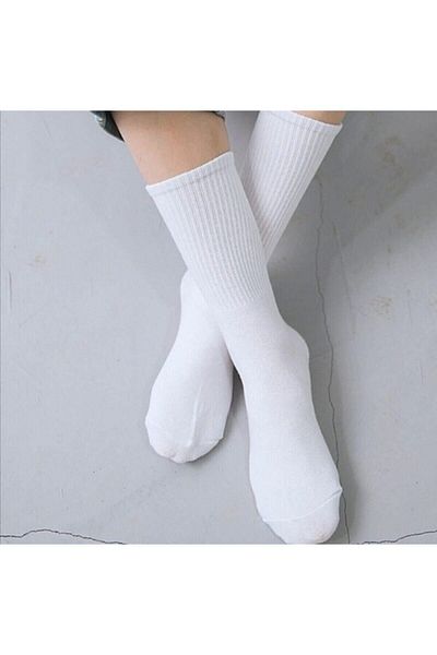Eda Set of 6 White Plain Tennis Socks