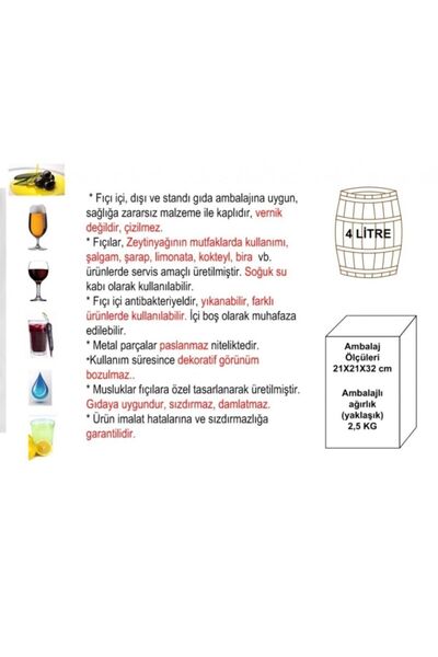 Masifart Naturel Dik Meşe Şalgam Sıvı Yağ Fıçısı 4 Lt