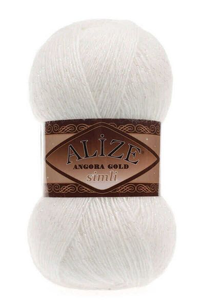Alize ( 5 Pieces ) Angora Gold Silvery Pearl White 450 Hand Knitting Threads Vest Cardigan Thread Scarf Sweater Thread
