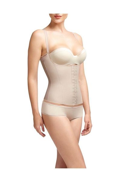 Şalcı Women's Beige Steel Underwire Latex Corset Waist Trainer Waist Slimming Firming Corset