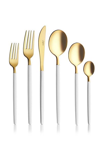 kalben Amore White Touch Titanium Matte Gold 72 Piece Cutlery Set