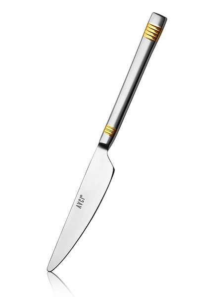 Avcı Duru Saten Gold 12 Pieces Dining Knife 18/10 Stainless Steel