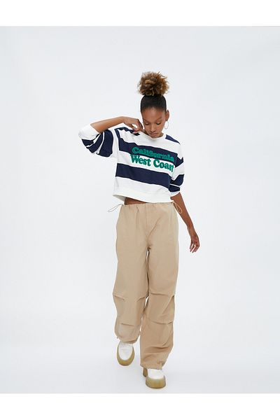 Koton Fallschirmhose mit Tasche und elastischem Stopper aus Baumwolle