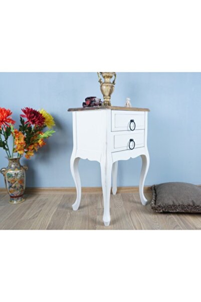 Masifart Karen Komodin Çam Beyaz Eskitme Çekmeceli Telefonluk