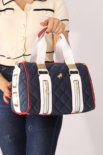 Miami Polo Clup حقيبة يد نسائية مبطنة من ميامي بولو 1204 حقيبة كتف باللون الأ...