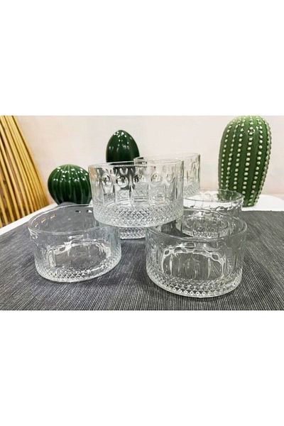 DİBA AVM Elusia 6-Piece Glass Bowl Snack Bowl Magnolia-magnolia Pudding Bowl Snack Bowl 200 ml 6-Piece Glass Bowl elusia
