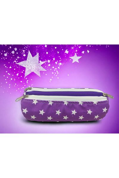 FİYPER Purple Star Patterned 3 Compartment Pencil Case