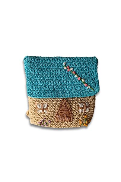 Sistaful El Örgüsü Kız Çocuk Hasır Omuz Çantası