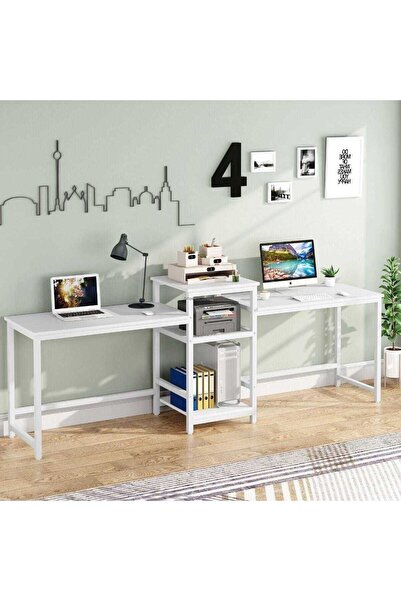 Zizuva Tasarım Beyaz Iki Kişilik Çalışma Masası Modeli