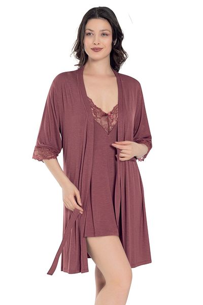 Cotpark Women's Dressing Gown and Nightgown Set - Rope Strap 16216