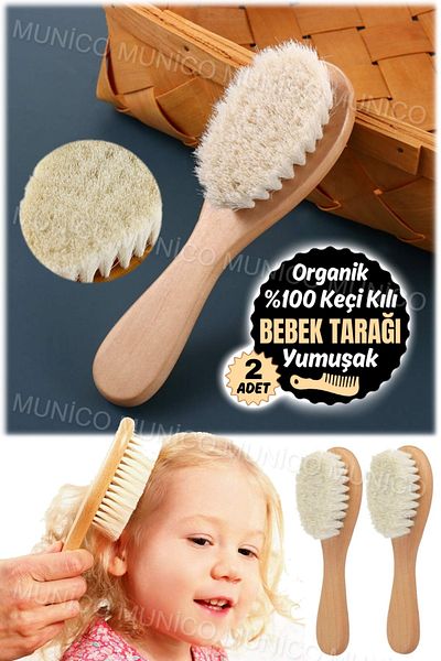 Munico Munico Soft Goat Hair for 0-10 Years Old Babies - Care Comb with Wooden Handle