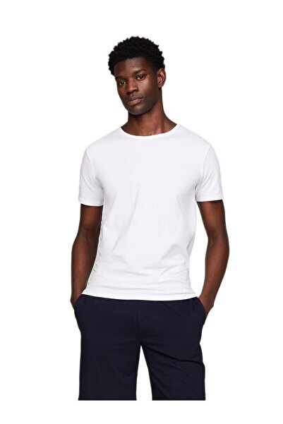 Tommy Hilfiger Erkek 3'lü Bisiklet Yaka Beyaz T-Shirt