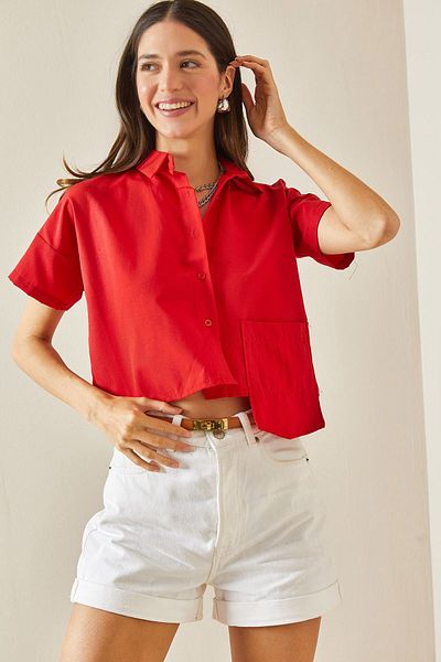 XHAN Single Pocket Red Shirt - 5YXK2-48581-04