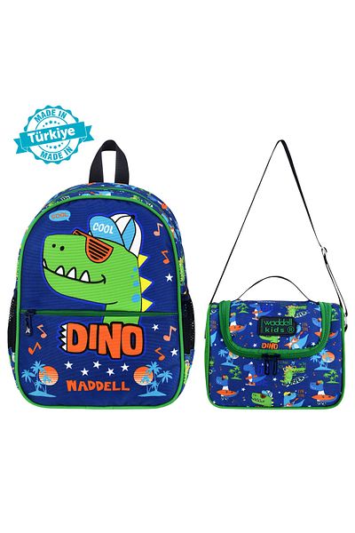 Waddell Licențiat cu model de dinozaur - Rucsac și cutie de prânz termică pentru grădiniță