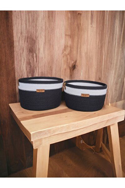 home decors by özlem مجموعة سلة دلو باللونين الأبيض والأسود مكونة من 2 منظم س...