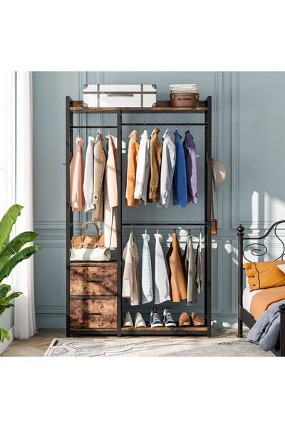 Zizuva Tasarım Çekmeceli Açık Gardırop
