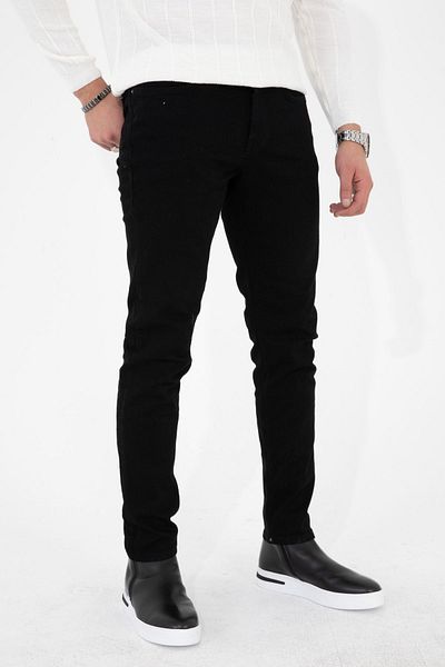 HLT JEANS Schwarze Slim-Fit-Lycra-Stretch-Jeans-Jeanshose für Herren HLTHE 001937